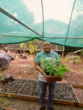 Neighbor carrying his plants