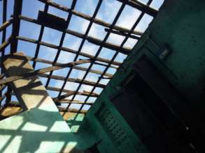 Roof of a house swept away