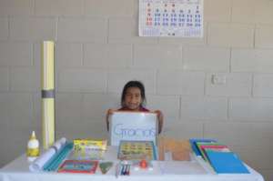 Joselyn getting supplies for grade one