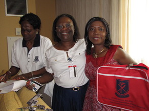 Proudly displaying our school crest  on a tote bag