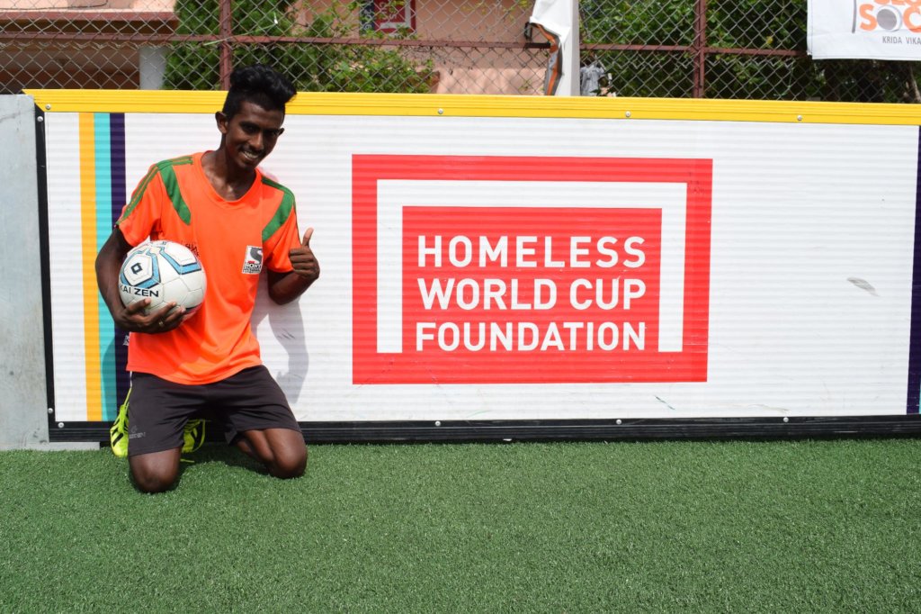 Satish representing India at Homeless World Cup'19
