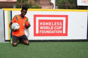 Satish representing India at Homeless World Cup'19