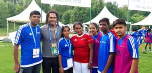 Young graduates & Christian Karembeu at FIFA 2018