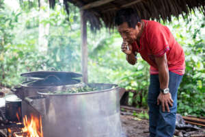 Maestro Segundo (Shipibo) preparing the medicine.