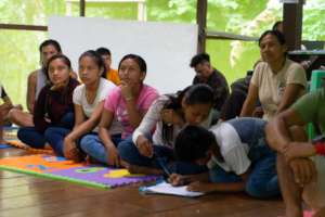 Youth from the communities during theory lessons