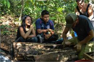 Noe and Leydi learning about native beekeeping