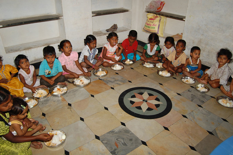 Provide mid day meals for poor Children in Creches