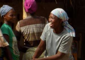 Village woman jubilating