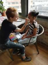 Sarah getting her make up done for the shoot