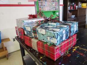 Hand wrapped gifts made possible by HALO donors