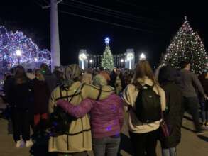 Enjoying holiday lights in the community
