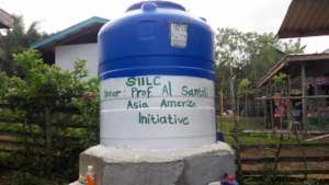 Rain water catchment tank in school yard