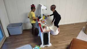 HALO girls "making" dinner too!