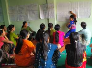 Young women practice the "Green Dot" map activity