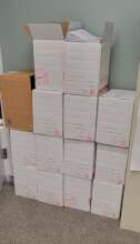 Boxes upon boxes of coloring books to stamp!