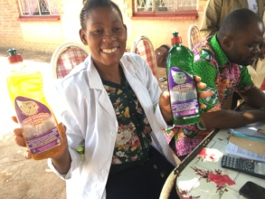 Constance from WAP supervises soap-making