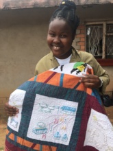 Trish tells her story for the child marriage quilt