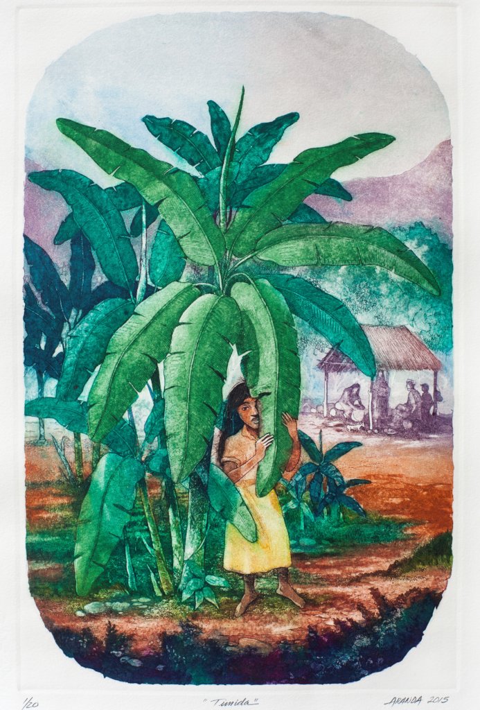 "The Shy Girl" colour print by Alejandro Aranda
