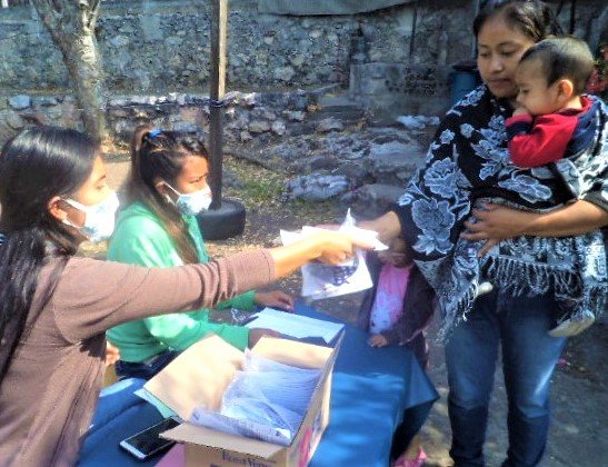 Face masks distributed for family members