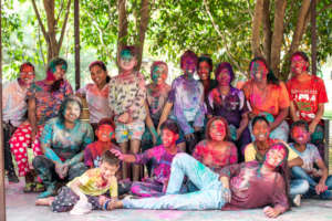 Celebrating the festival of Holi.