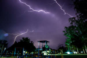 A monsoon storm breaks over our playground.