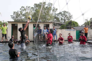Volleyball in the pool was a new experience!