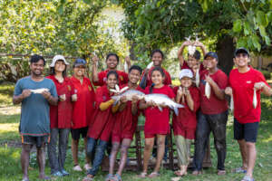 Elephant Team with fish caught for "Catch & Cook"