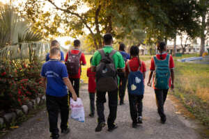 Our kids heading off to school.
