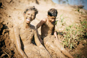 Vishal enjoying his mud bath.