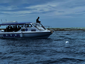 Boats utilizing the mooring buoys in Semporna