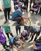 Collecting sand for microplastics sampling