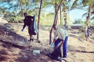 Cleaning up the beach