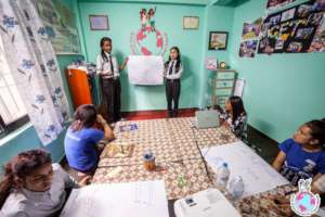 Students presenting during Prekchhya's workshop