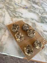 First trials with cooked fish meatballs for our pe