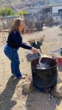 Cooking the fish for making meatballs.