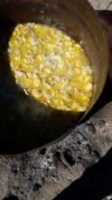 Preparing delicious chicken treats for our friends