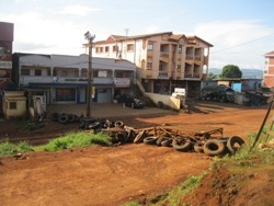 Road block at the commercial area n Kumbo