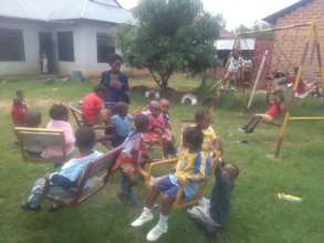 Lois with her students at play time