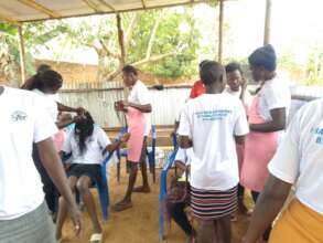 Hair dressing trainees