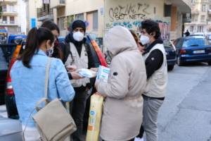 Our Athens Streetwork team during a distribution
