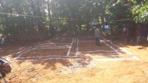 A ground marking work on the site