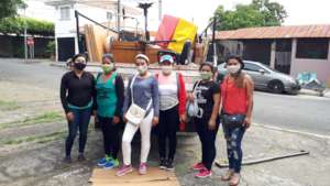 Students receiving supplies for their business