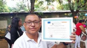 Proud graduate of beauty class