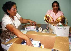 Sorting donations for the Learning Centers