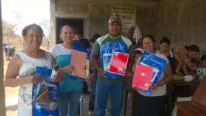 Receiving the educational supplies for community