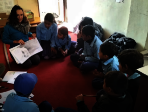 Rachel with a class at a rural school