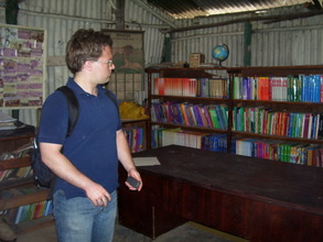 Interns inspect the library