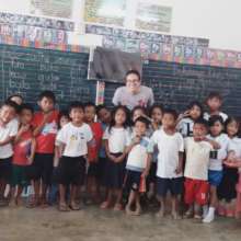 Anna with the kids of Paraway Elementary School
