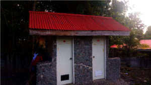 The finished pit-latrine and lavatory