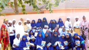 Young girls with community champions